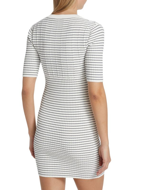 Frame Striped Black and White Knit Mini Dress | Size Extra Large