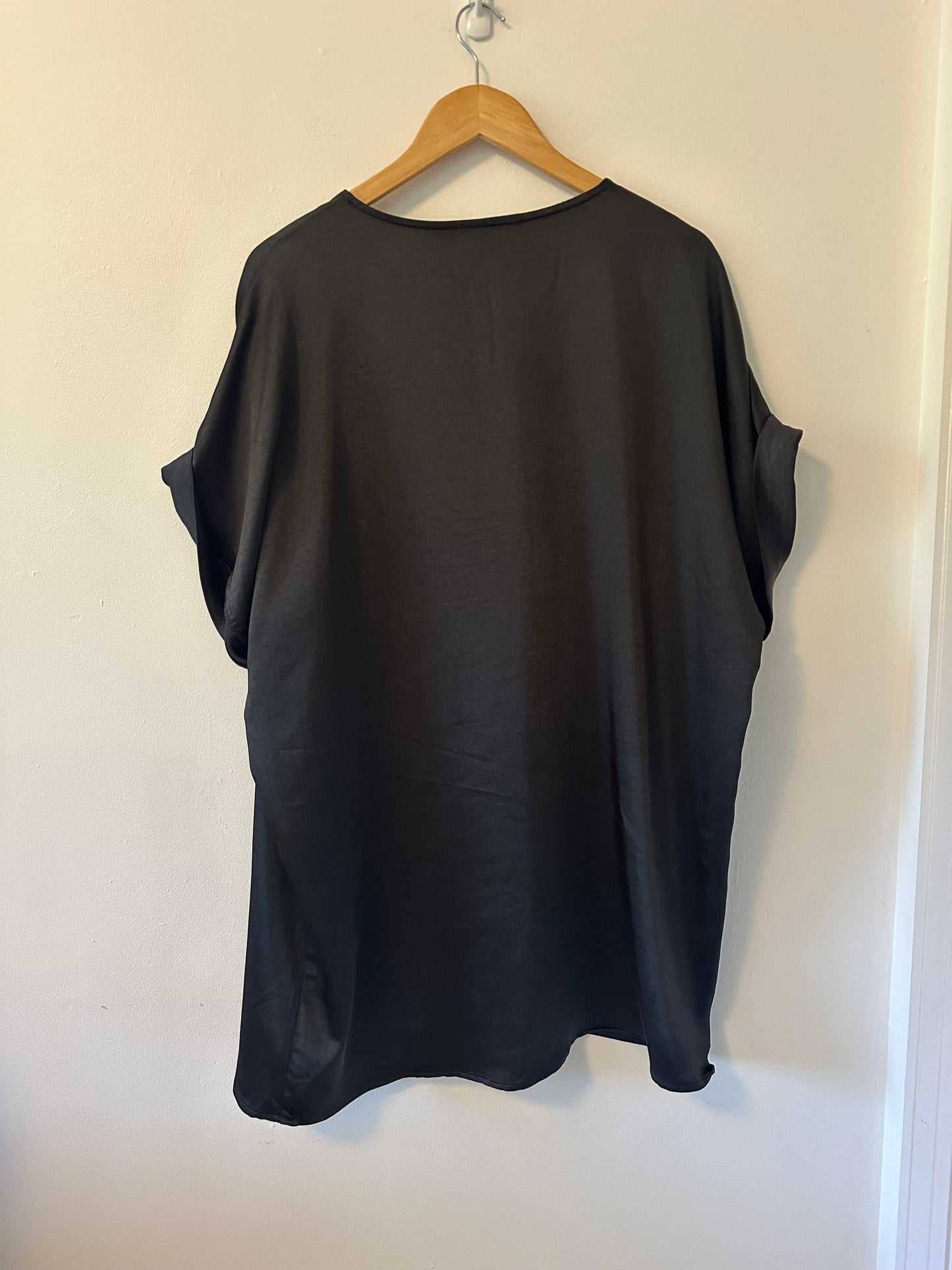 By Together Black Mini Silky V-Neck Dress | Size Medium