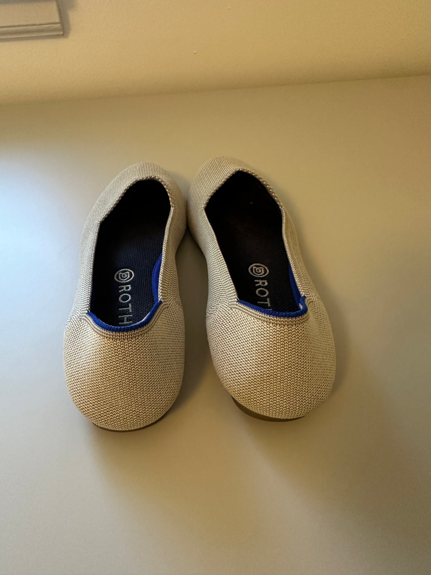 Rothy's The Flat Round Toe Birdseye Cream Flats in Flax | Size 10.5