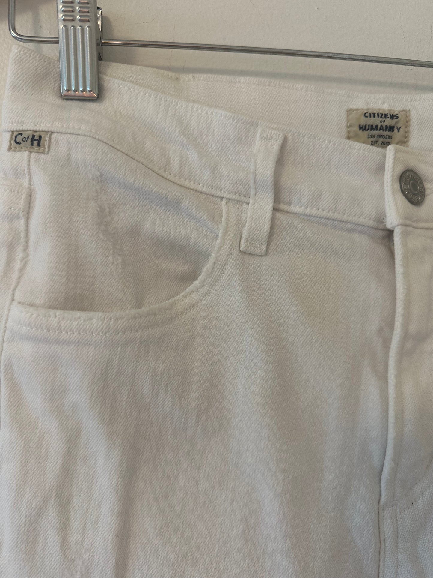 Citizens Of Humanity White High Rise Drew Crop Flare Jeans - Size 25