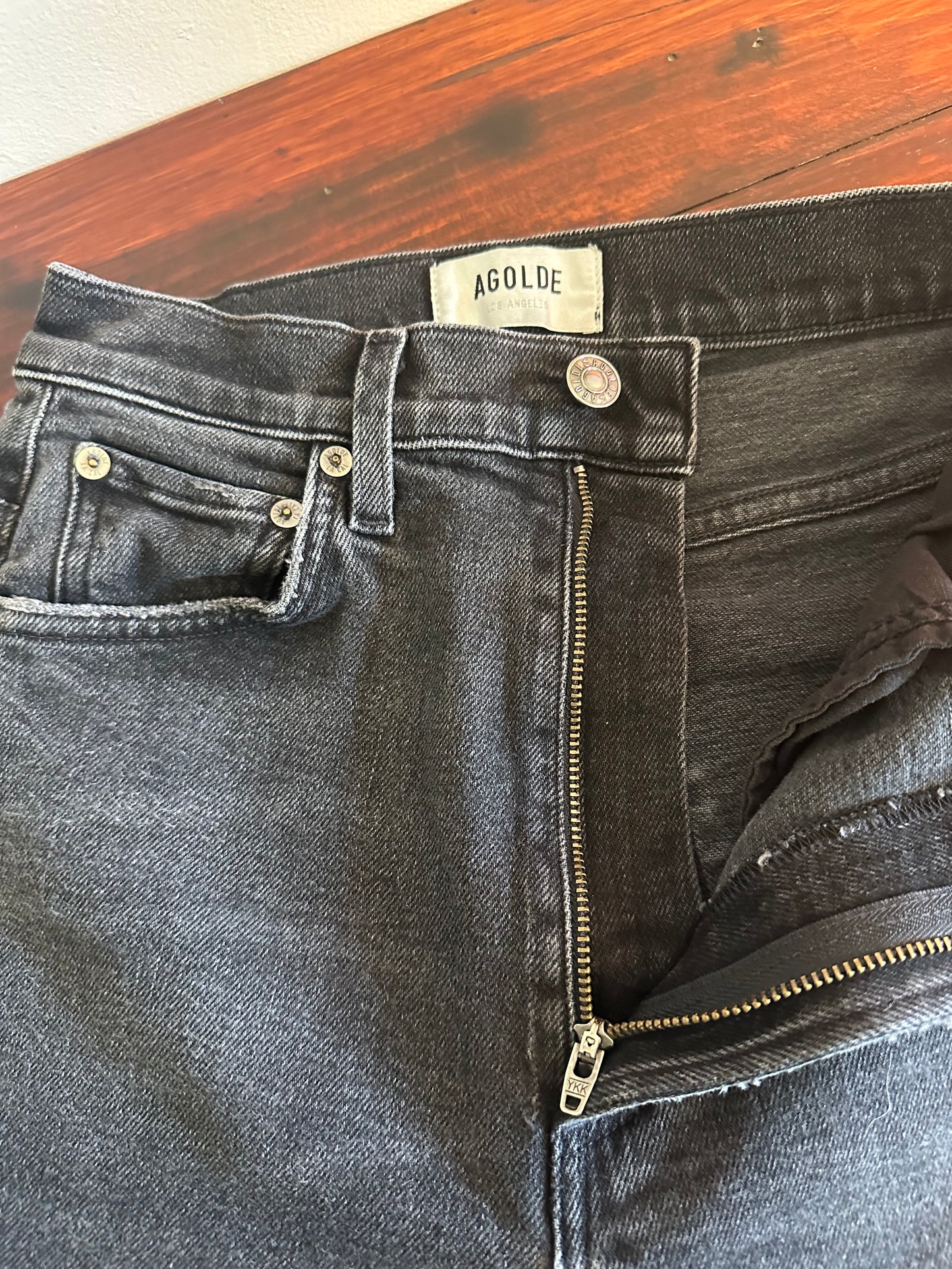 Agolde High Rise Black Pinch Waist Skinny Jeans - Size 24