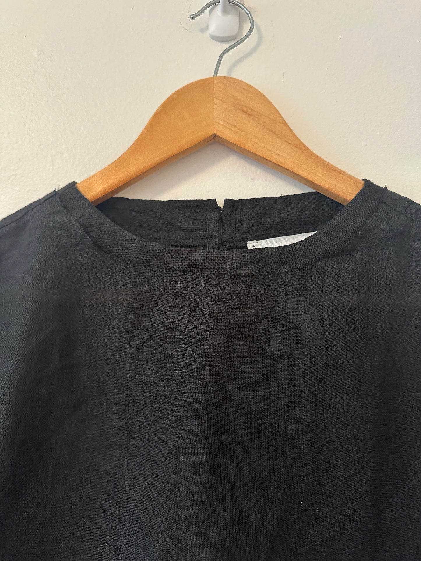 Apiece Apart Black Raw Edge Hem Peasant Blouse with Pouf Sleeves - Size XS