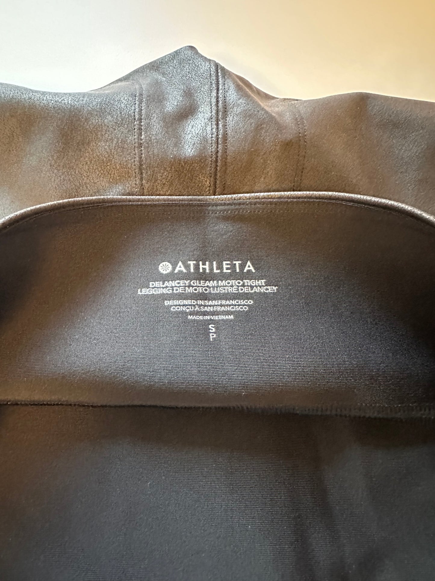 Athleta Delancey Gleam Moto Tight Black Leggings | Size Small