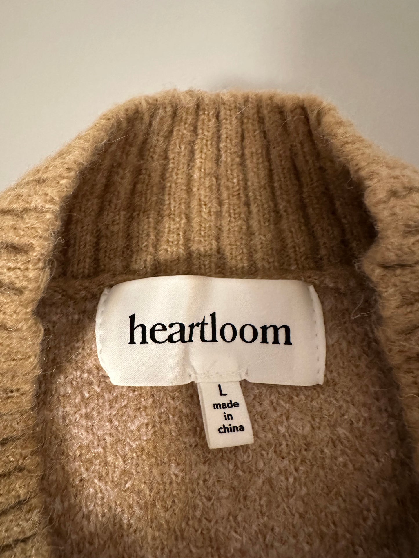 Heartloom Jodene Checkered Beige Sweater | Size Large