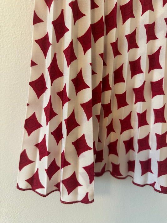 Zara Pleared Red and White Skirt - Size Medium