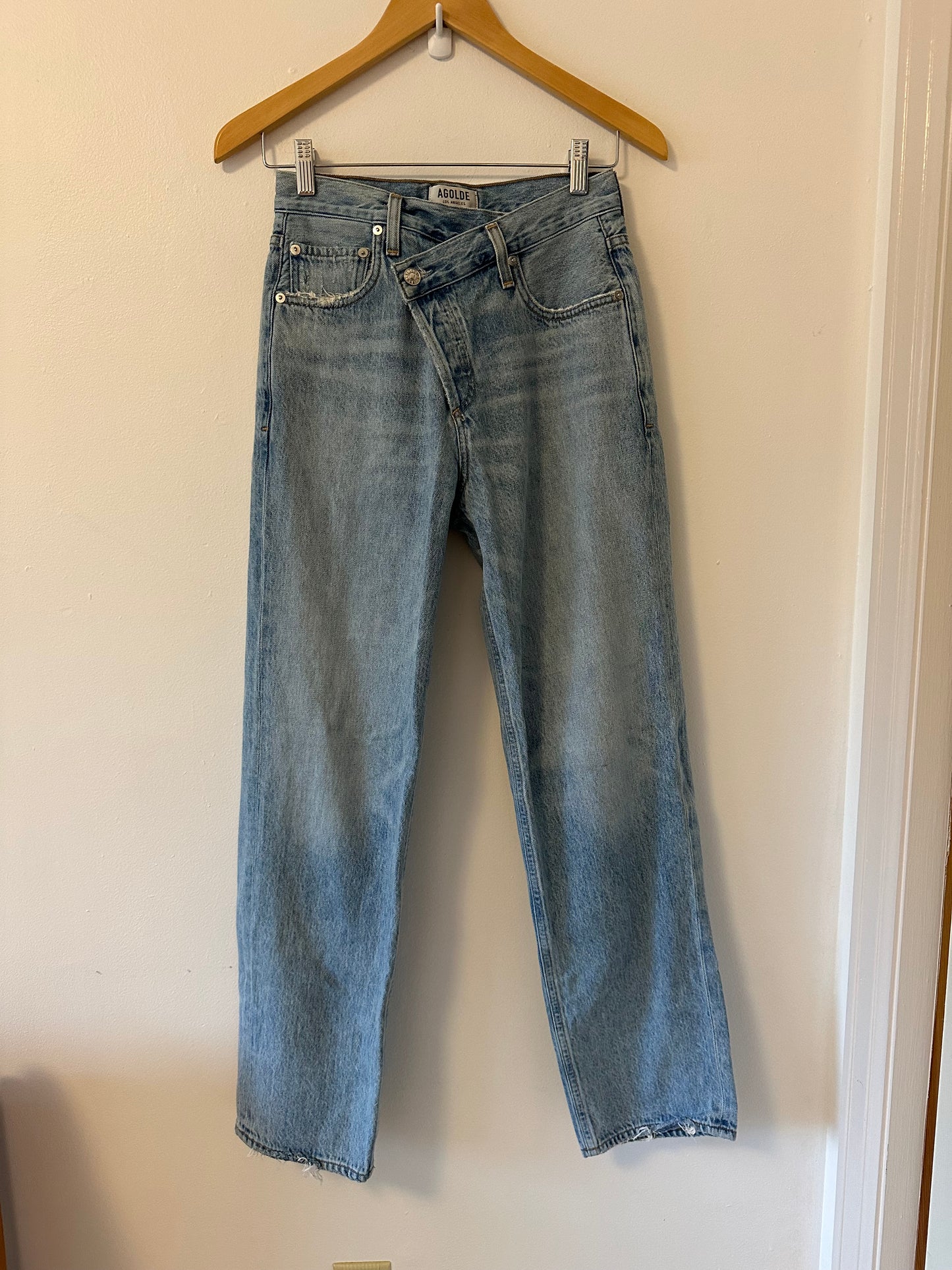 Agolde Light Blue Criss Cross Straight Leg Jeans | Size 23