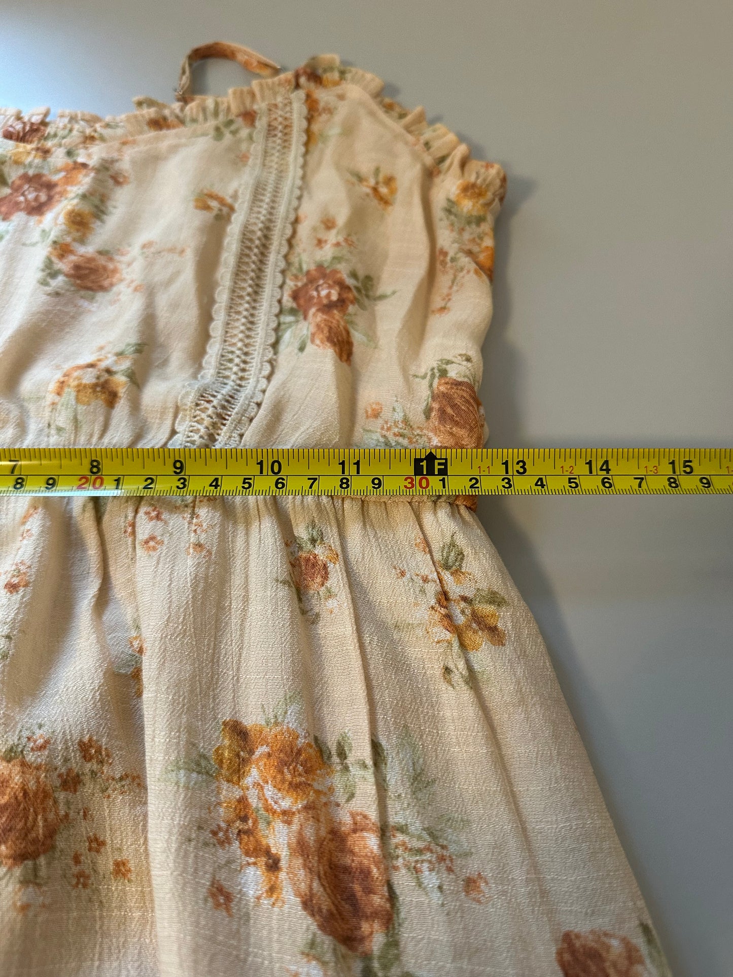 Mine - Floral Beige Maxi Dress | Size Small