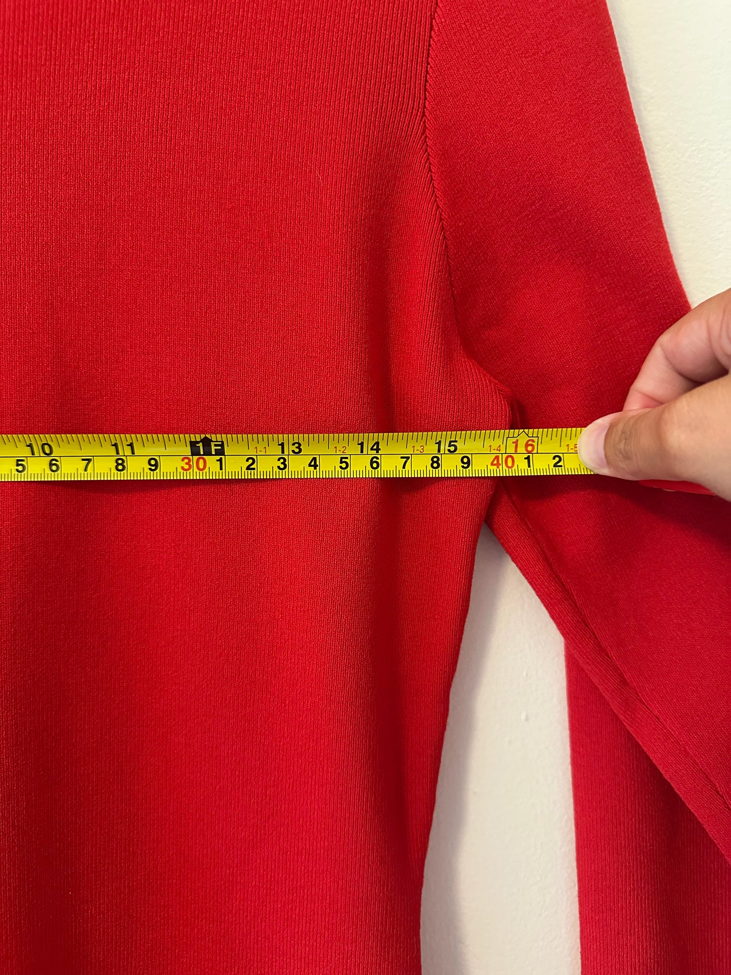 John + Jenn Red Gia Knit Long Sleeve Knee Length Dress - Size Medium