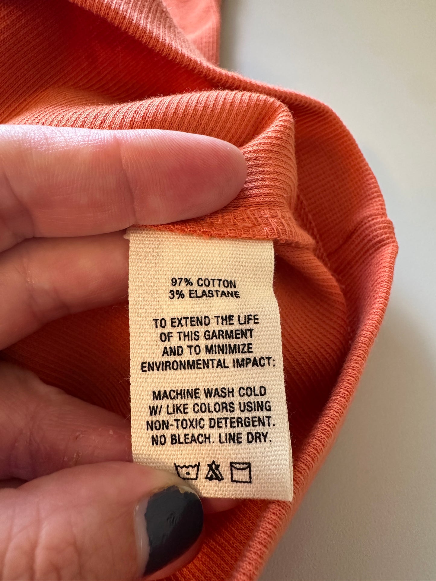 Alex Mill Everyday Ribbed Cotton Stretch Tank Top in Orange | Size Small