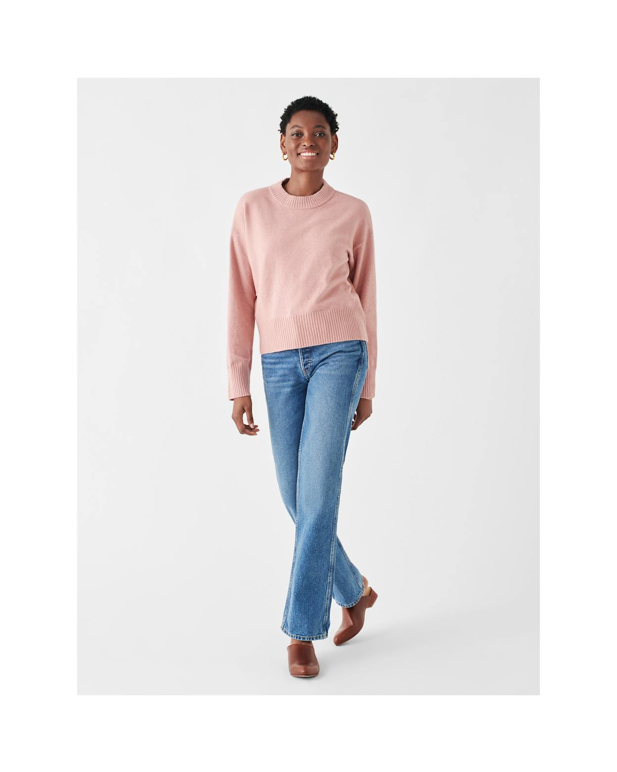 Faherty Jackson Crewneck Sweater in Rose Ash | Size XS