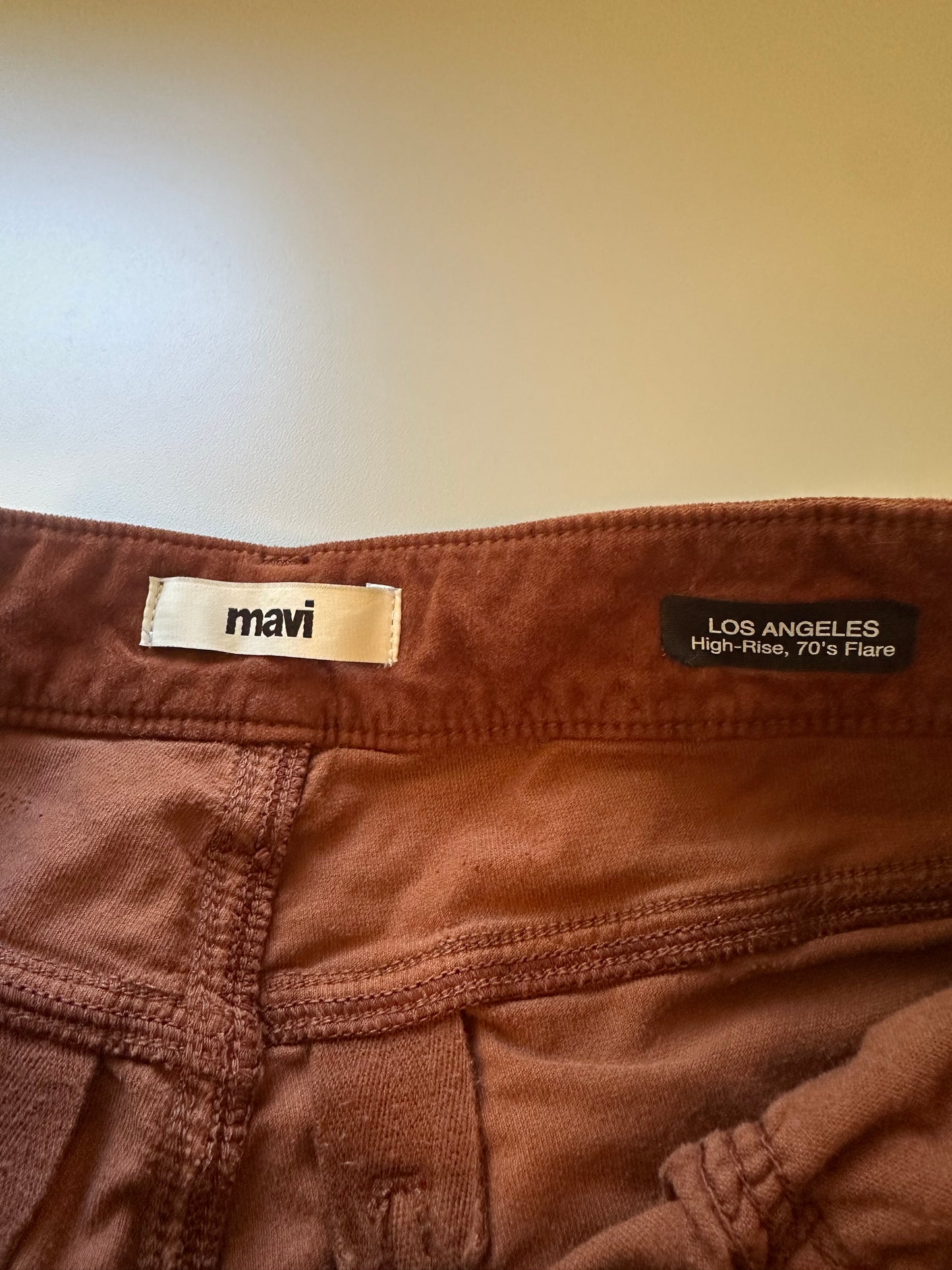 Mavi - Brown Velvet Rust High-Rise 70s Bootcut Flare Pants | Size 30