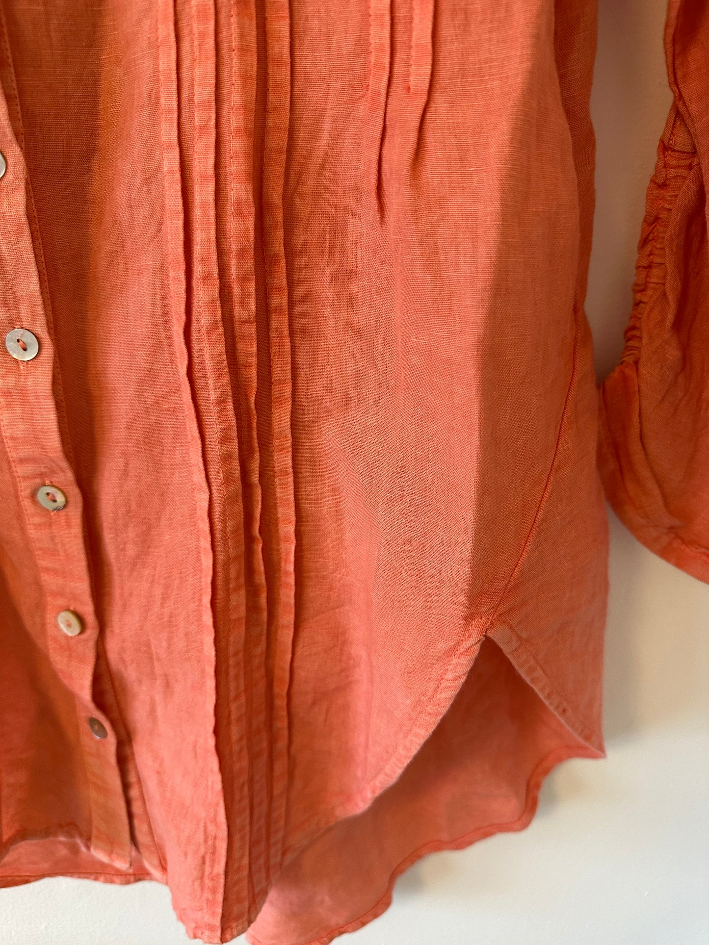 April Cornell Linen/Cotton Orange Button-Up Top Size XXS
