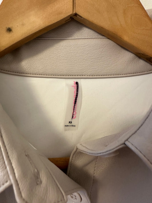 NWT Commando Lightweight Faux Leather Oversized Button Down In Porcelain | XS