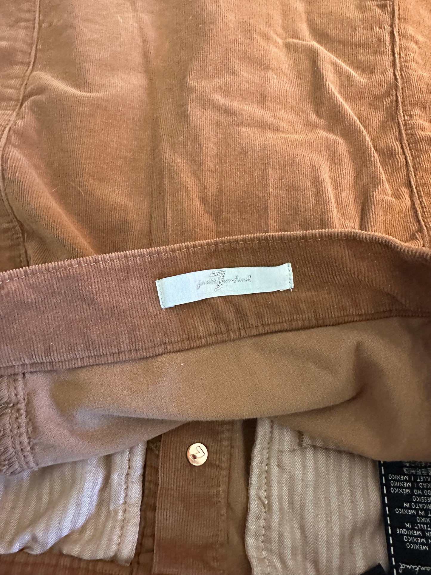 7 For All Mankind Brown Corduroy Button-Front Mini Skirt Size 28
