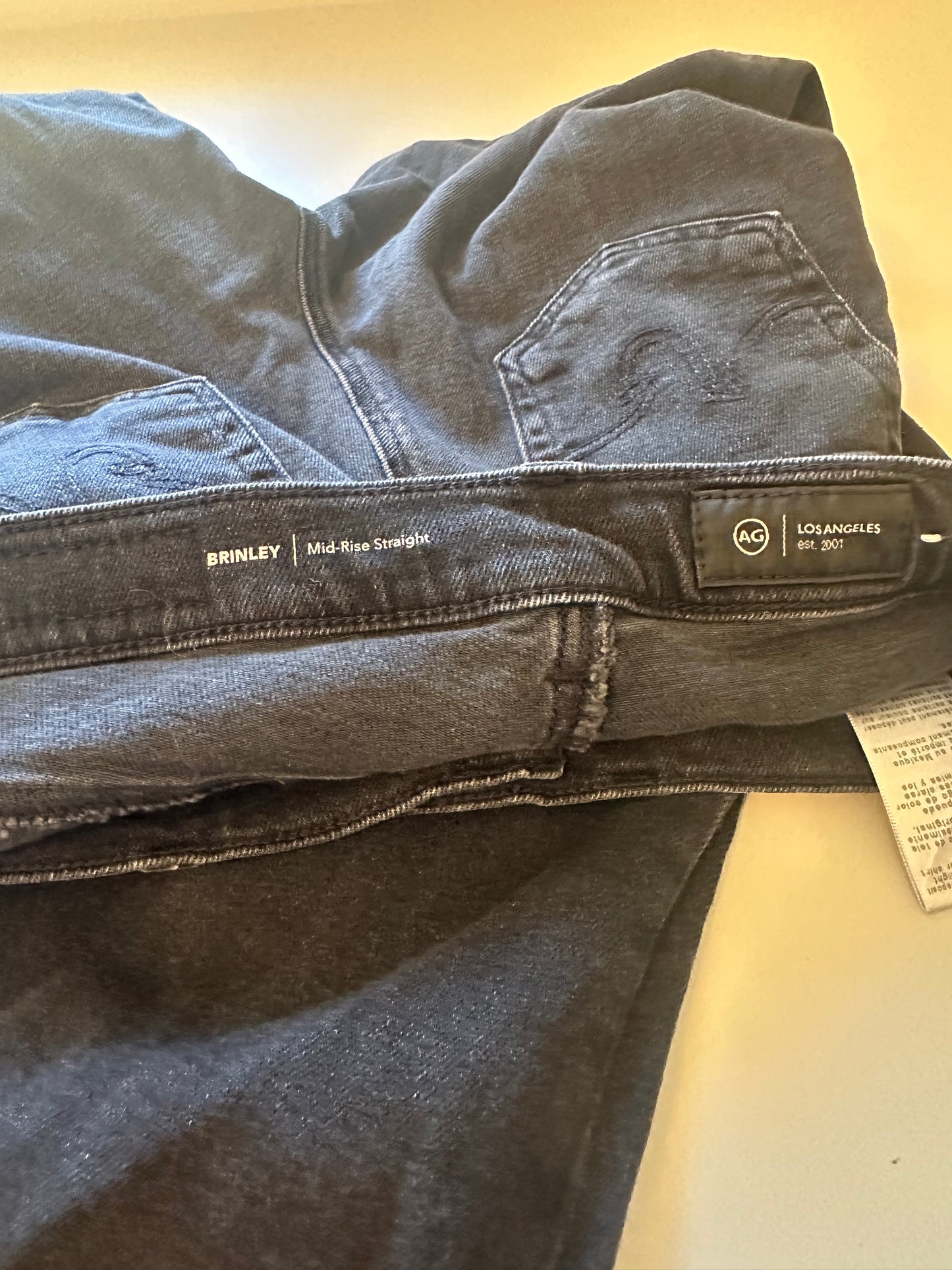 AG Adriano Goldschmied Brinkley Straight Leg Mid Rise Black Jeans | Size 25