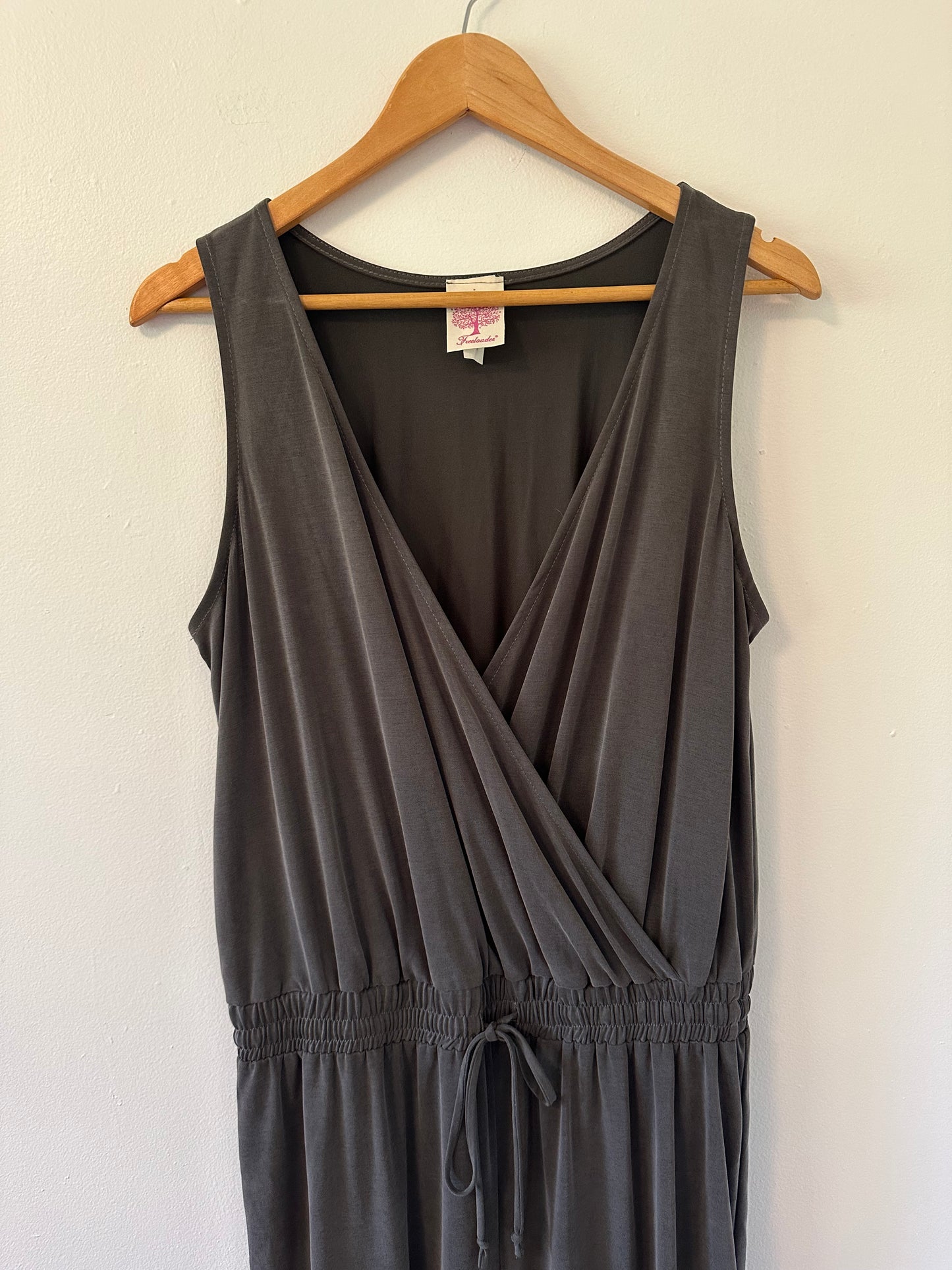 Freeloader Charcoal Gray Jumpsuit with Wrap Style Top | Size Large