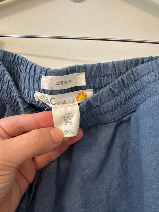 C&C California Blue Linen Shorts Size Medium
