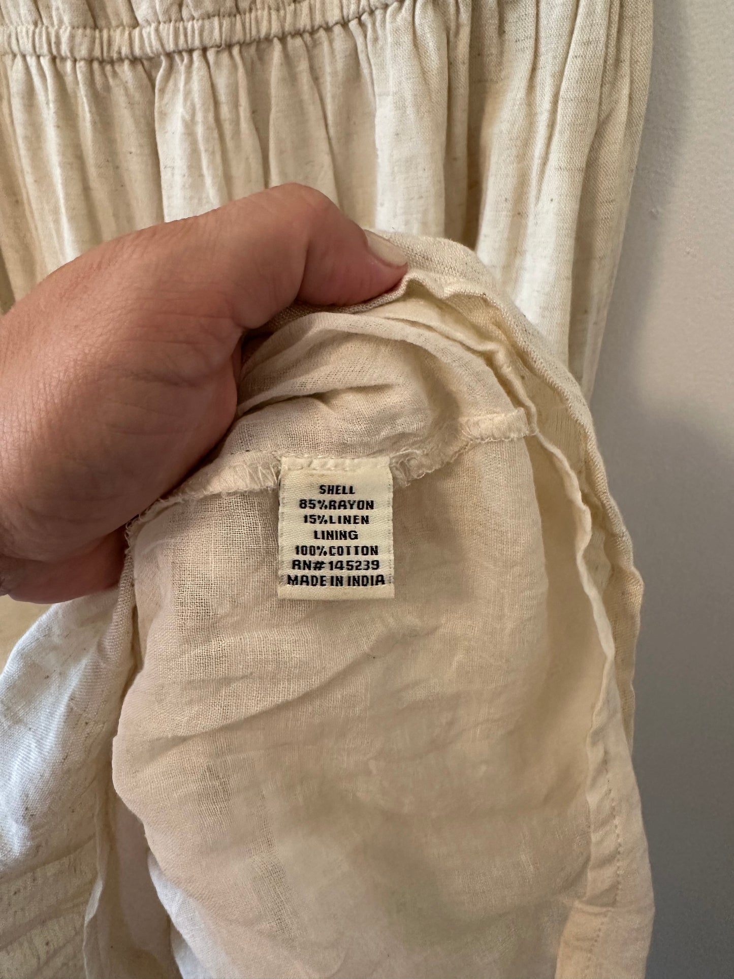 Sim & Sam Cream Puff Sleeve Rayon Linen Midi Dress - Size Medium