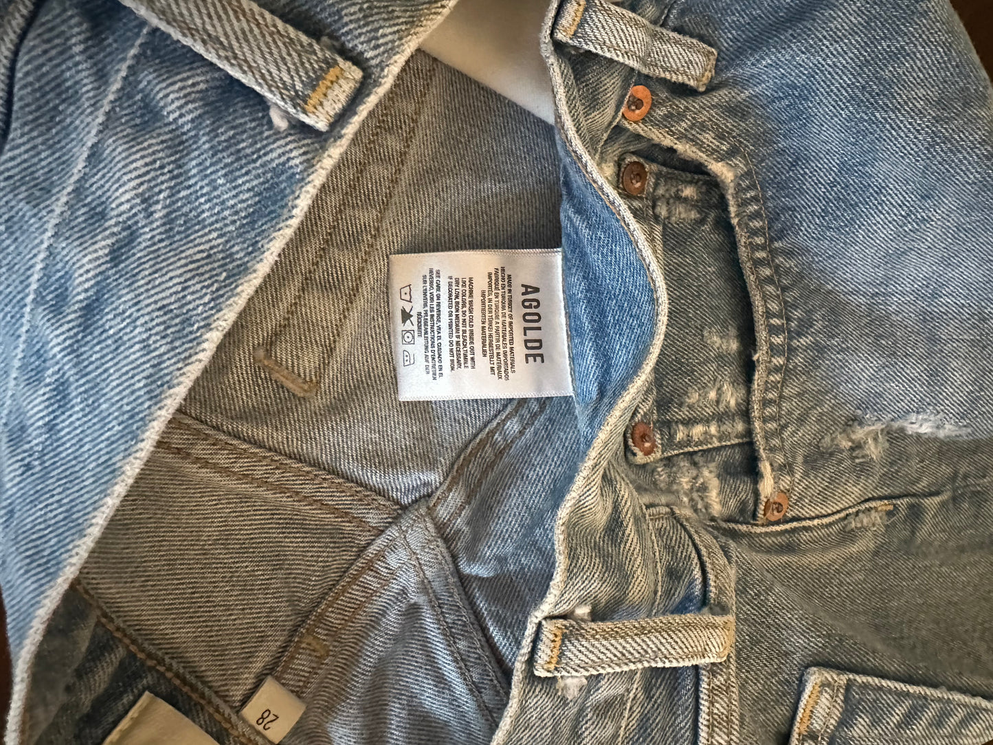 Agolde Parker Distressed Denim Shorts - Size 28