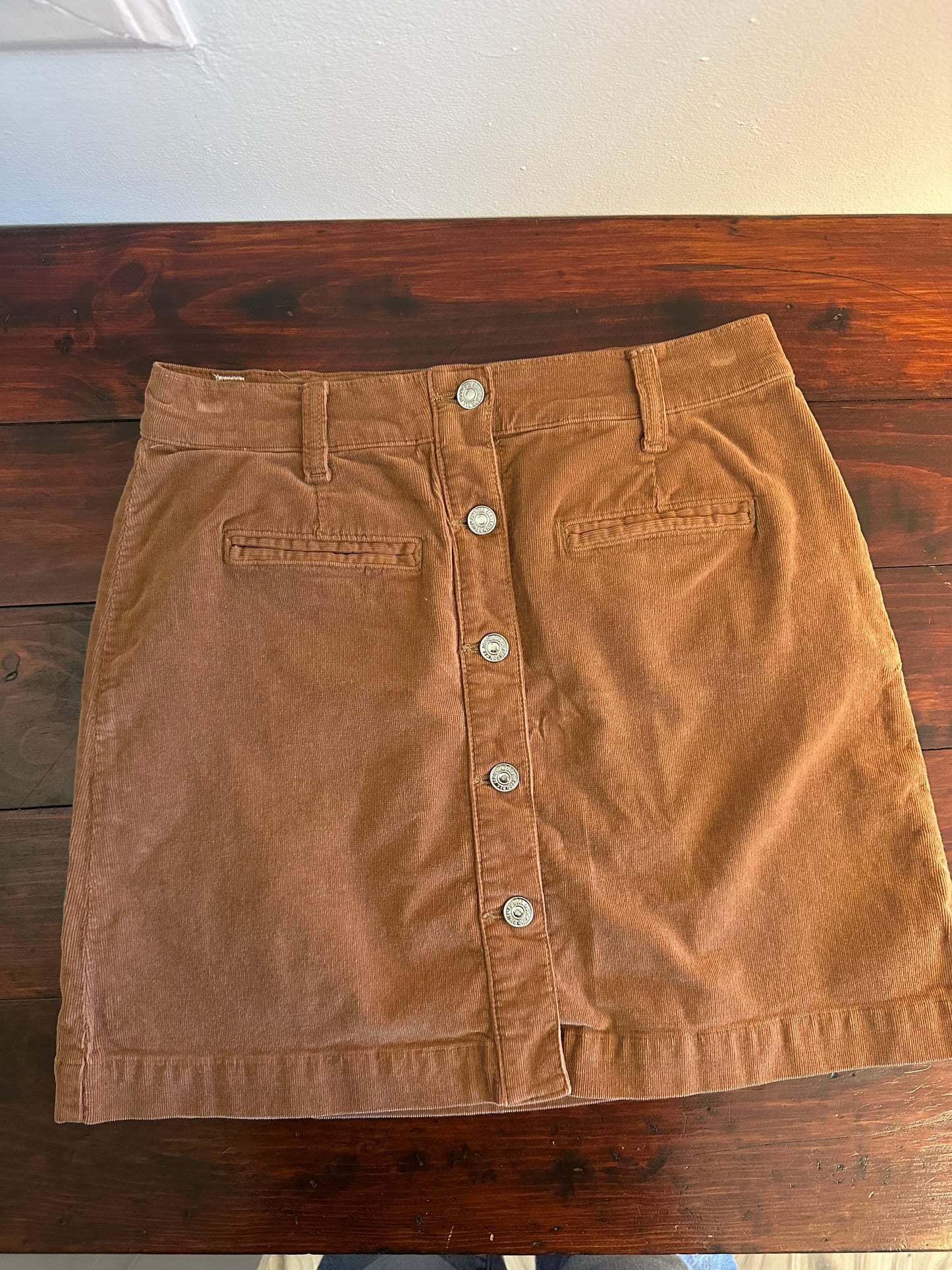 7 For All Mankind Brown Corduroy Button-Front Mini Skirt Size 28