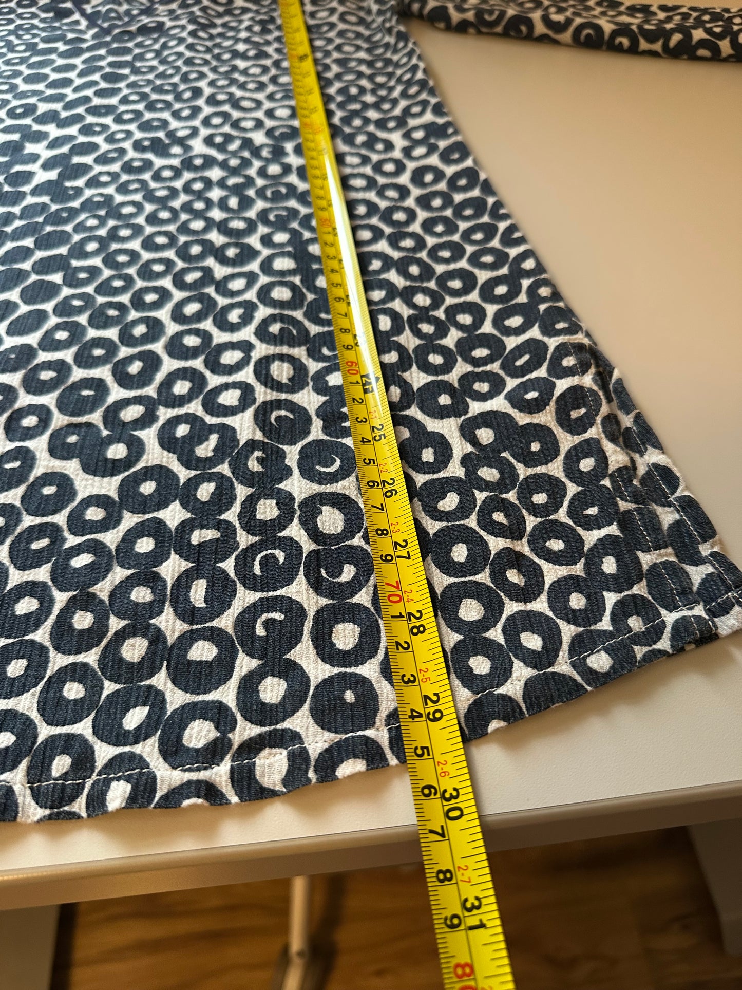J. Crew - Navy and White Geometric Pattern Tunic Top | Size XXS Petite