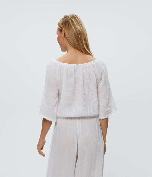 Michael Stars Isabel Convertible Gauze Top in White - Size XS