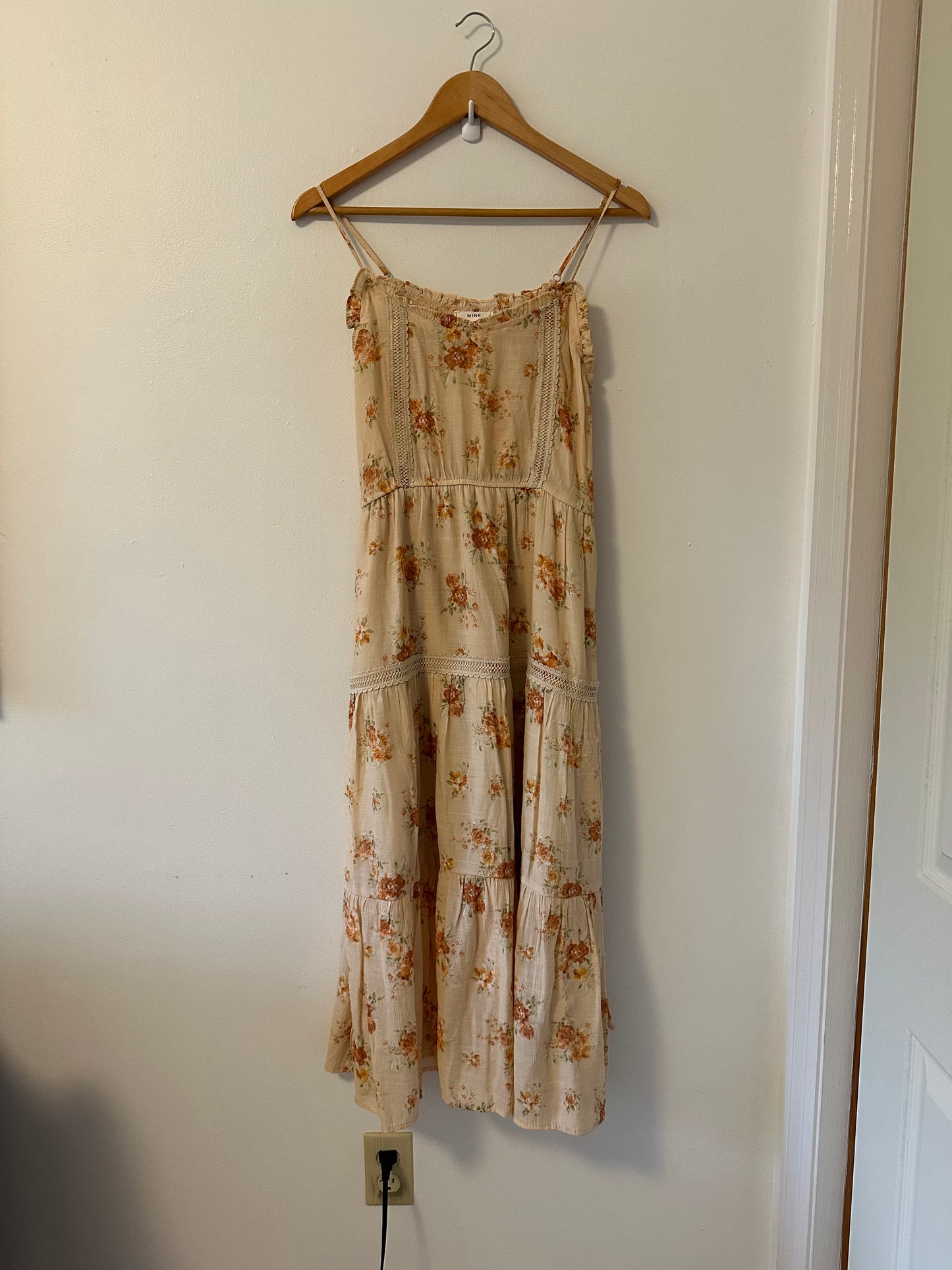 Mine - Floral Beige Maxi Dress | Size Small
