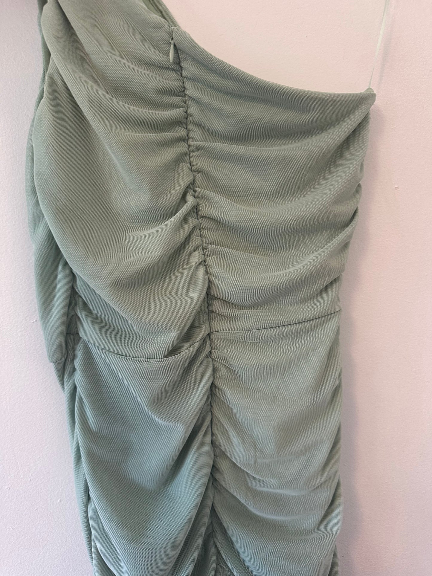 Love X Design One Shoulder Body Con Dress in Sage Green - Size Medium