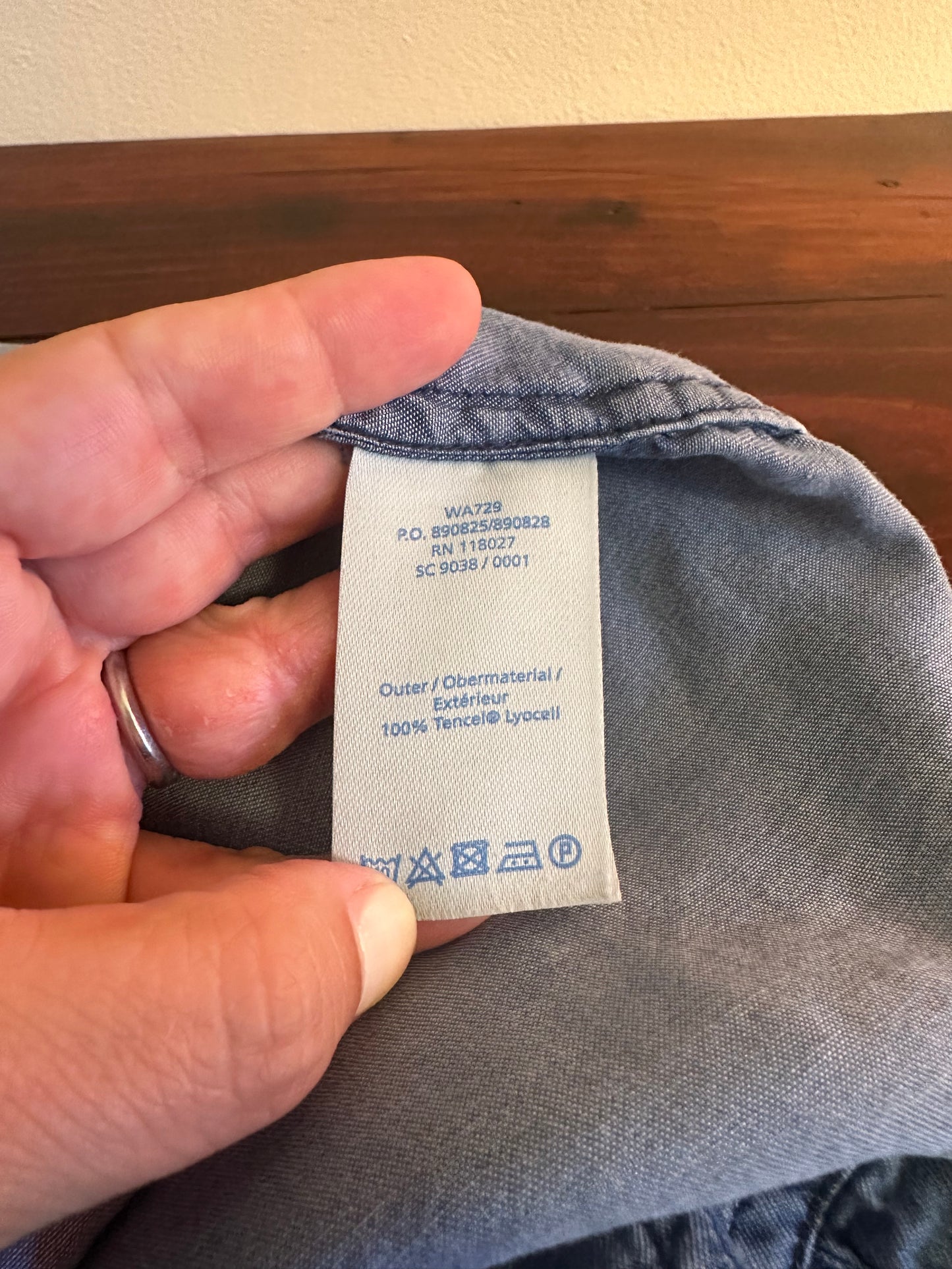 Boden Split Neck Blue Denim Popover Blouse - Size 10
