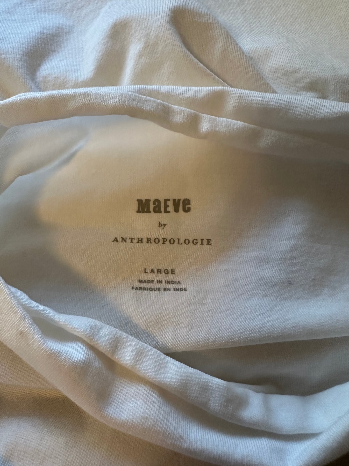 Maeve White Sleeveless Ruched Mock Neck Tee | Size Large