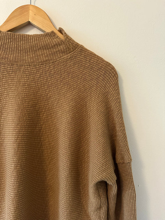 Free People We The Free Casey Ribbed Mock-Neck Tunic in Tiger Eye Size XS