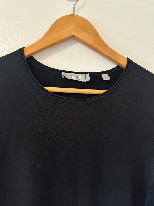 Vince Fitted Long Sleeve Knit Dress in Black - Size Medium