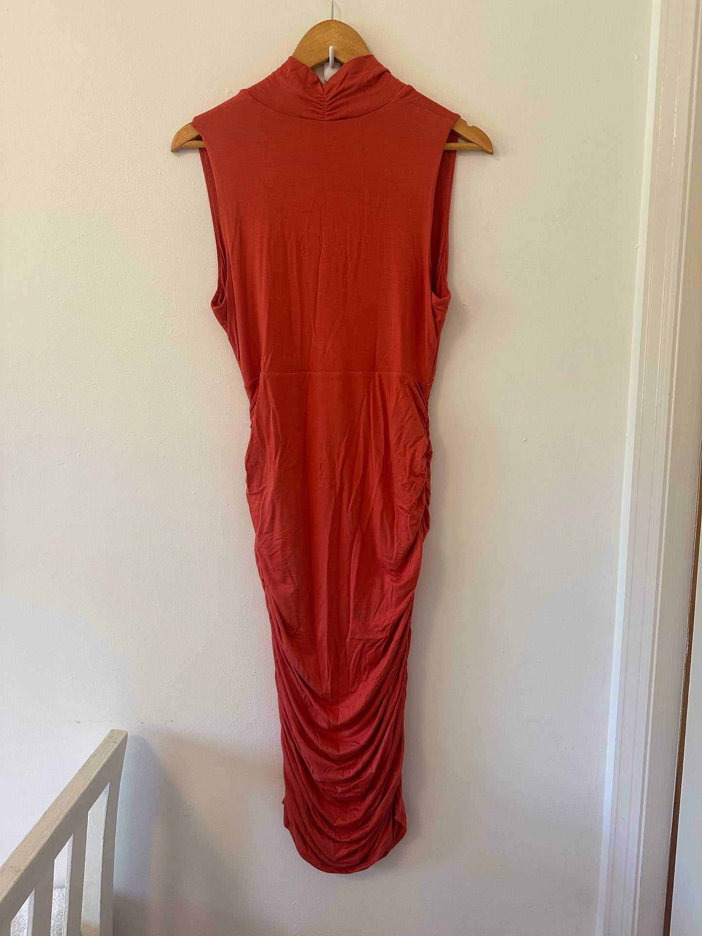 NWT Anthropologie Ruched Marissa Coral Column Dress - Size Medium