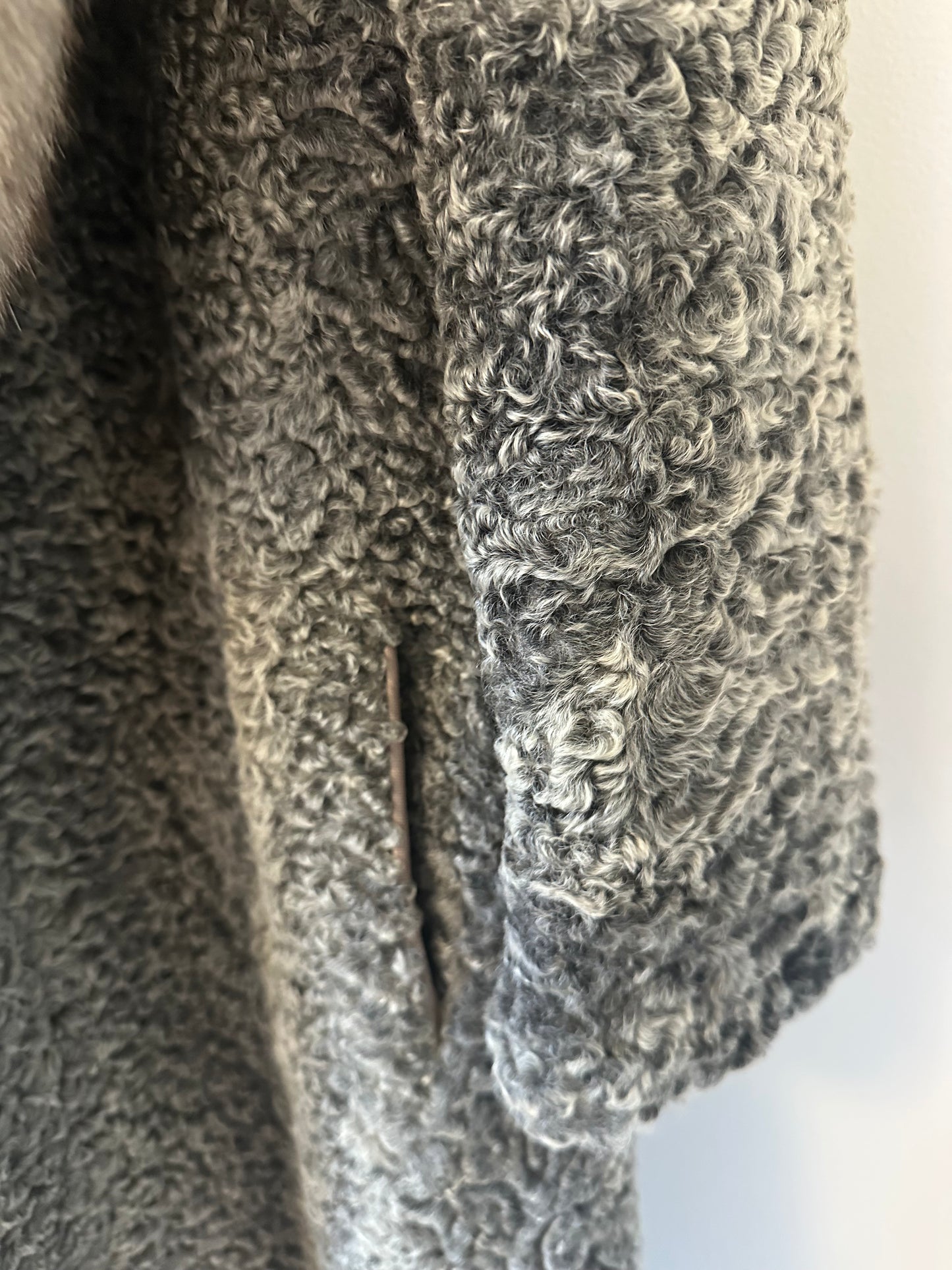 Vintage Gray Lamb and Mink Fur Women's Coat
