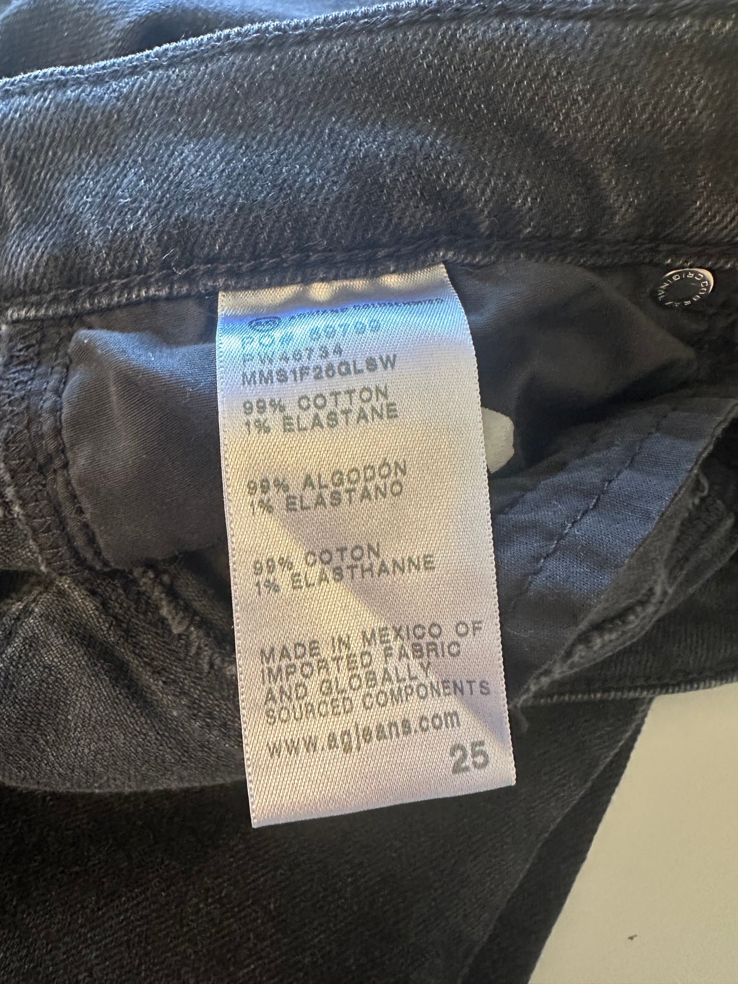 AG Adriano Goldschmied Brinkley Straight Leg Mid Rise Black Jeans | Size 25