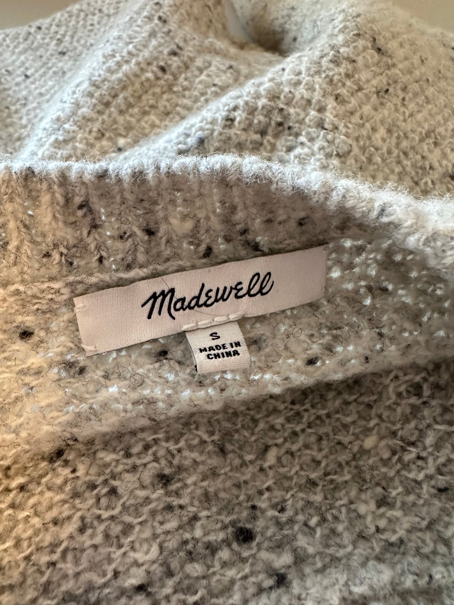 Madewell Gray Knit Long Sleeve Button Back Sweater Dress | Size Small