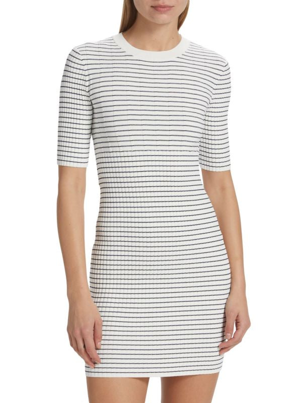 Frame Striped Black and White Knit Mini Dress | Size Extra Large