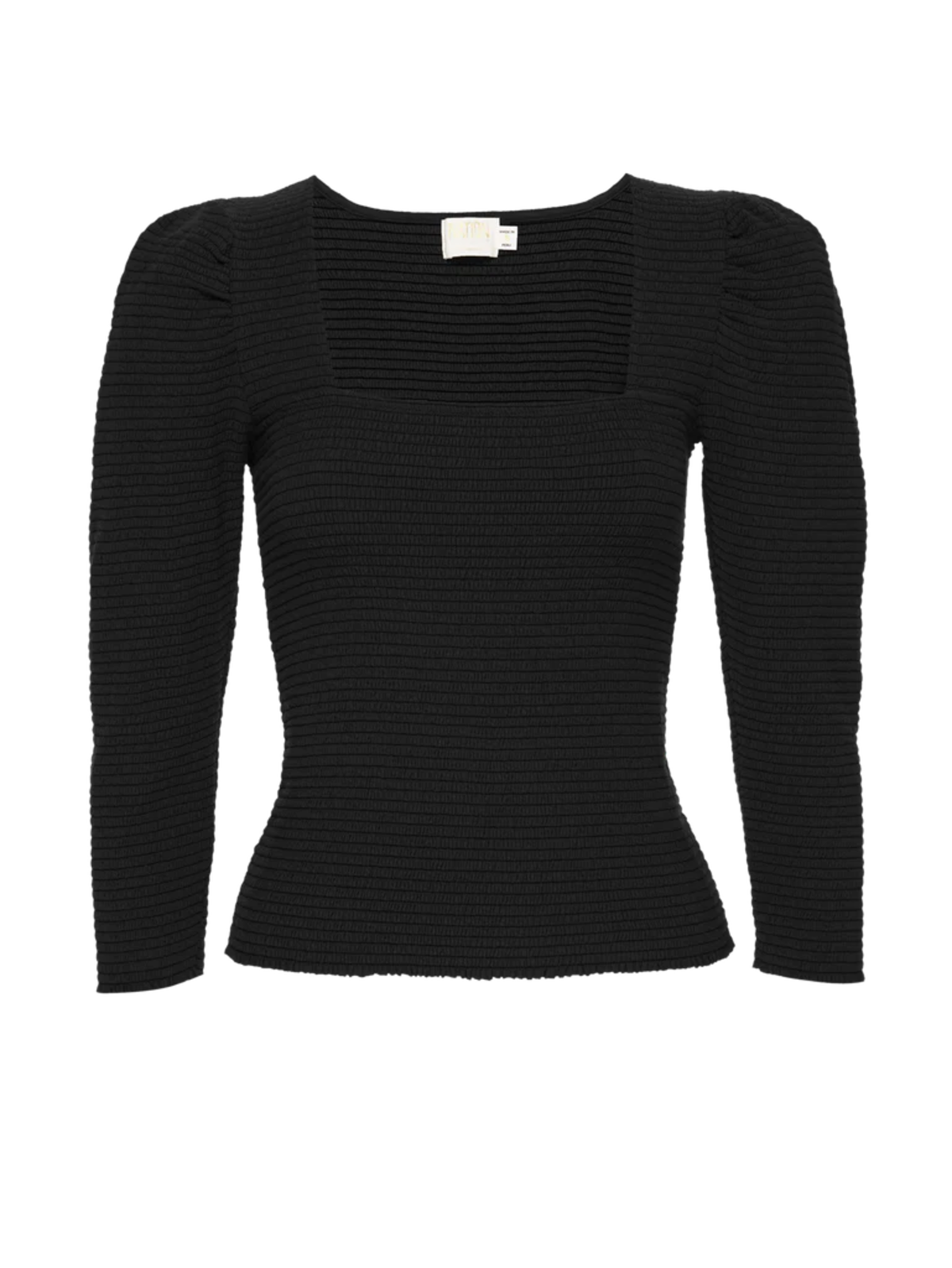 Nation LTD Alexandra Smocked Long Sleeve Top in Black | Size Medium
