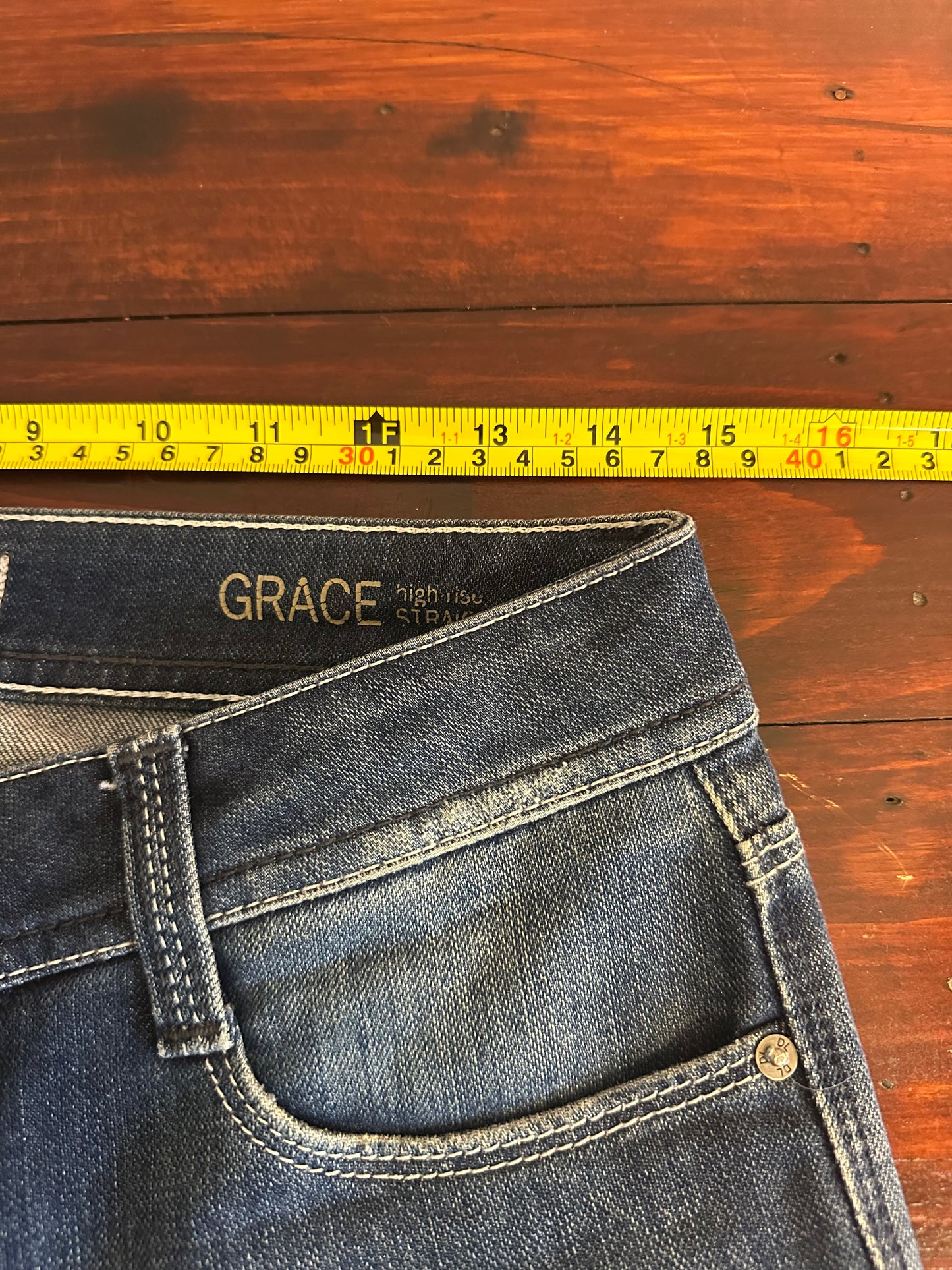 DL1961 Women's Dark Blue Grace High Rise Straight Leg Ankle Jeans - Size 27