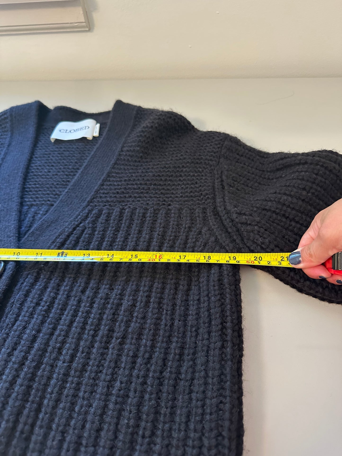 Closed Black Knit Alpaca Blend Knit Cardigan | Size Small