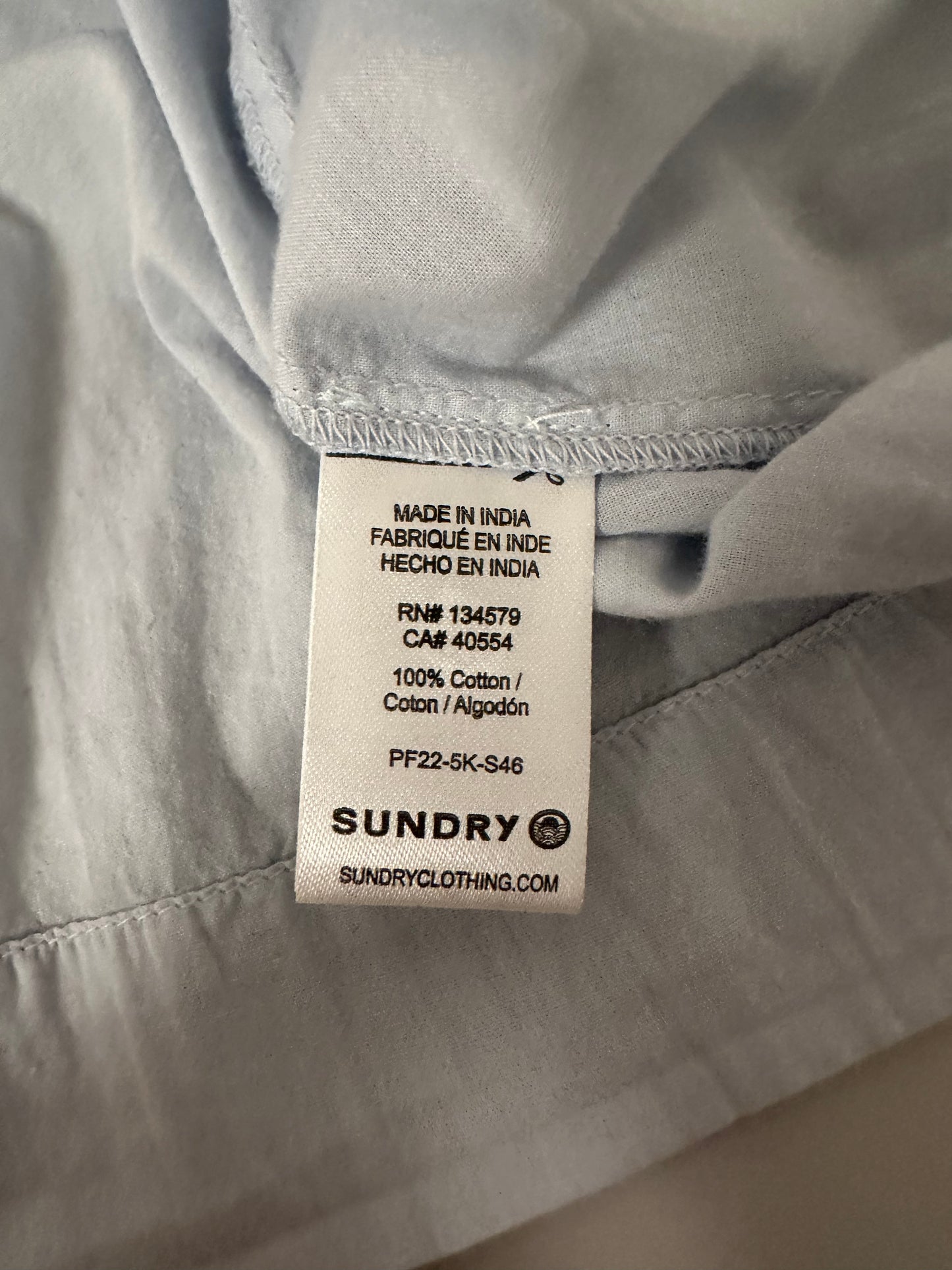 Sundry Light Blue Button Up Ruffle Sleeve Top | Size Small