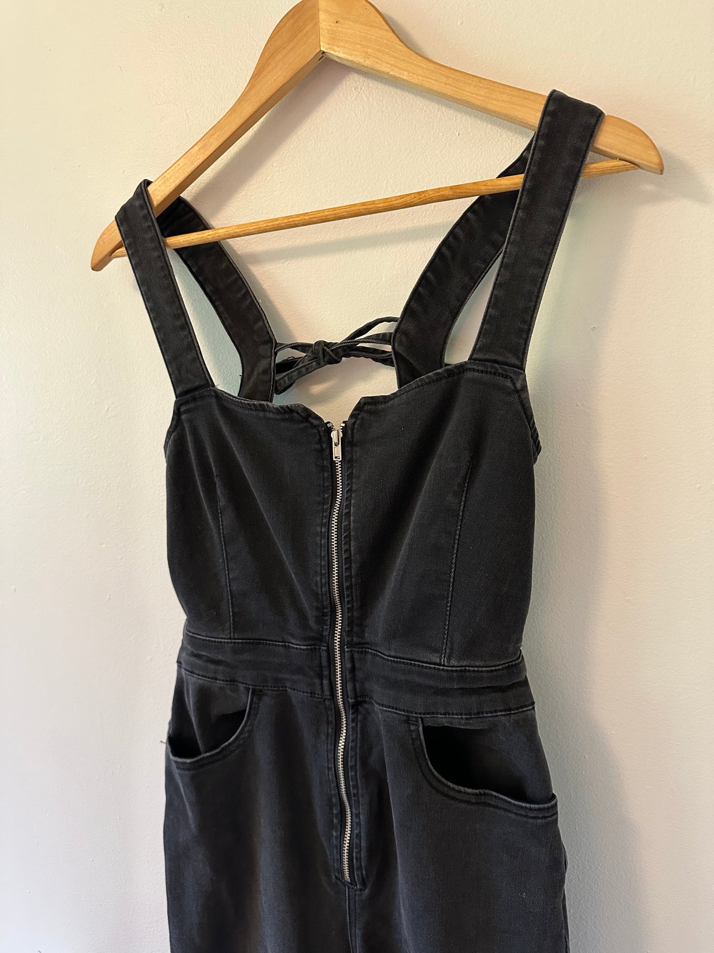 We The Free - Free People CRVY Black Open-Back Flare Leg Jumpsuit | Size 4