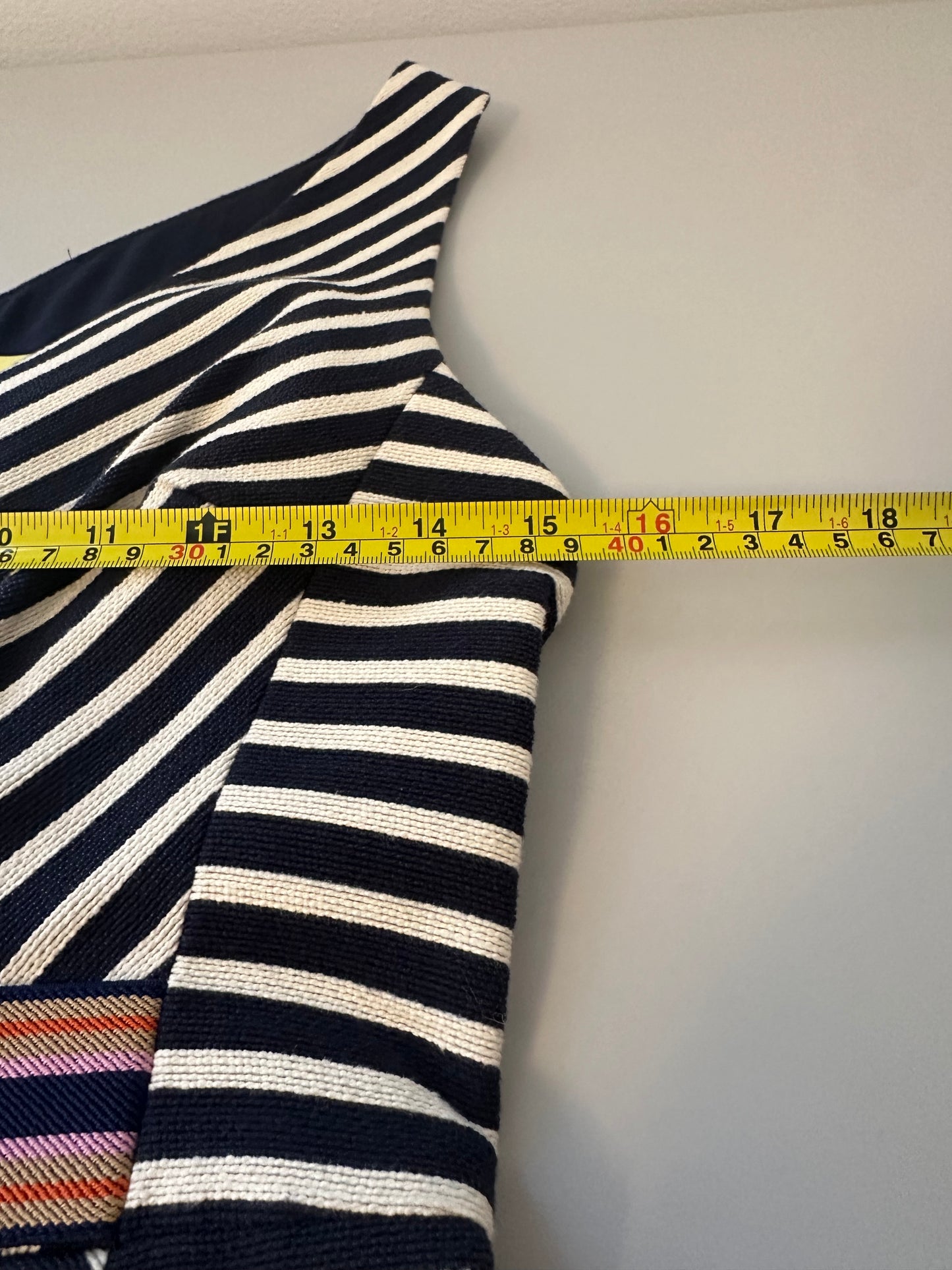 Maeve Black and White Striped V-Neck Mini Dress | Size 6