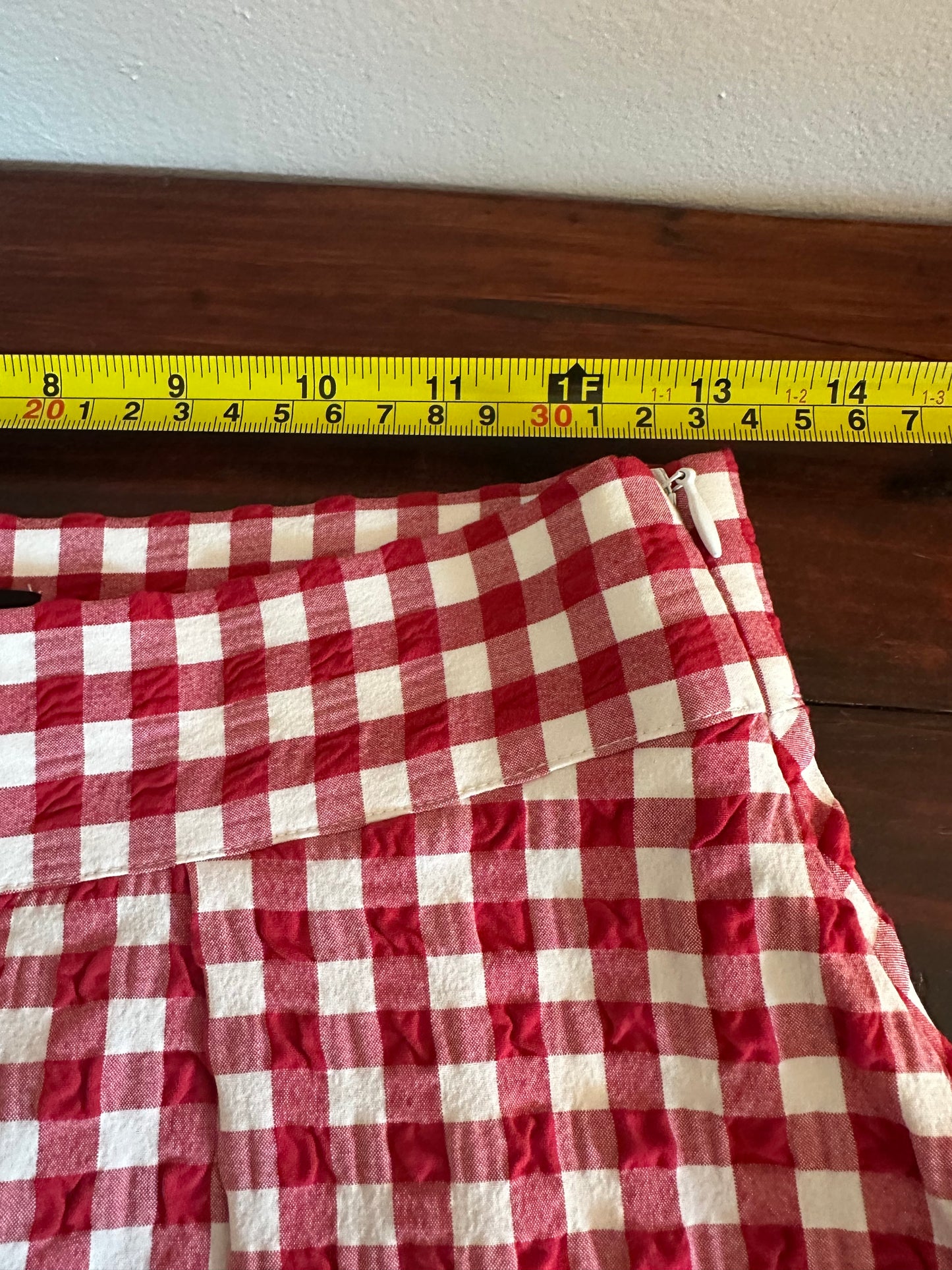 Zara Red and White Gingham Pleated Skort - Size Medium