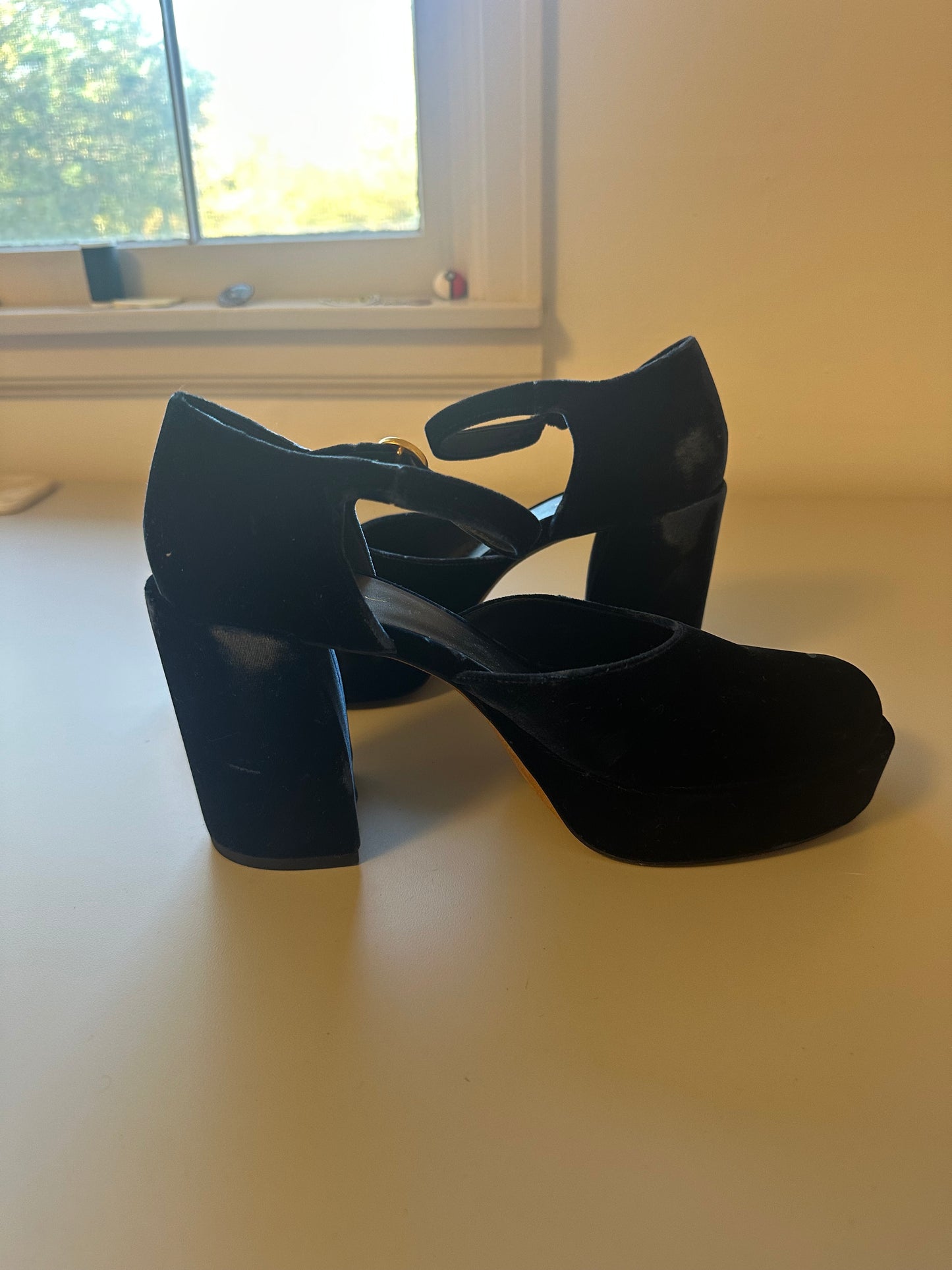 3.1 Phillip Lim Naomi Navy Velvet Platform Maryjane Heels | Size 39.5