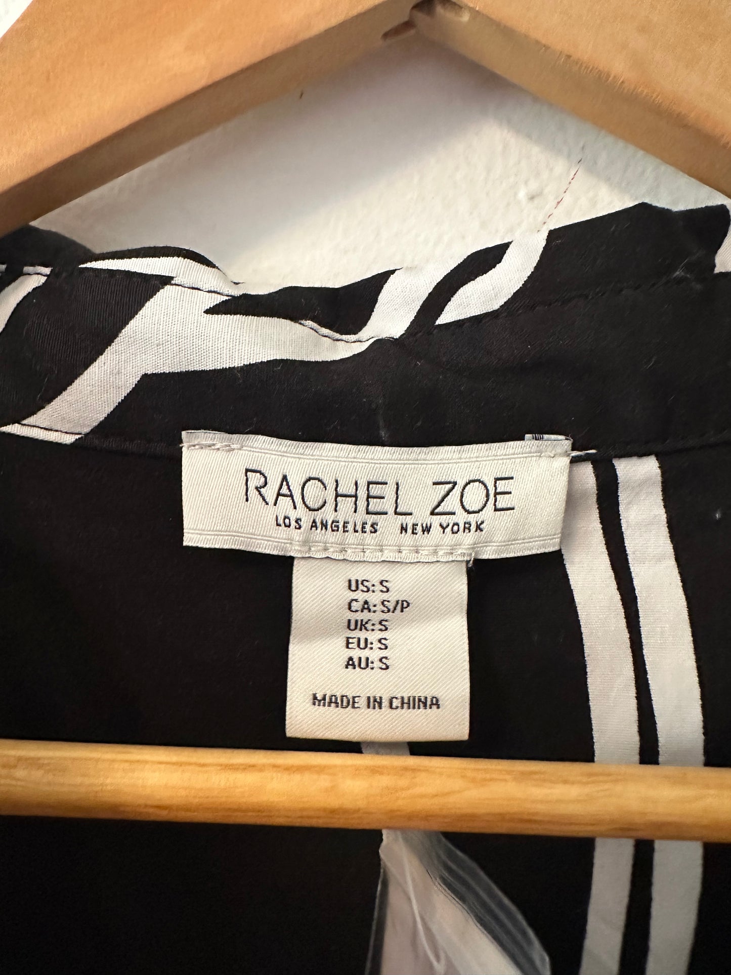 NWT Rachel Zoe Monochrome Leaf Pattern Dress | Size Small