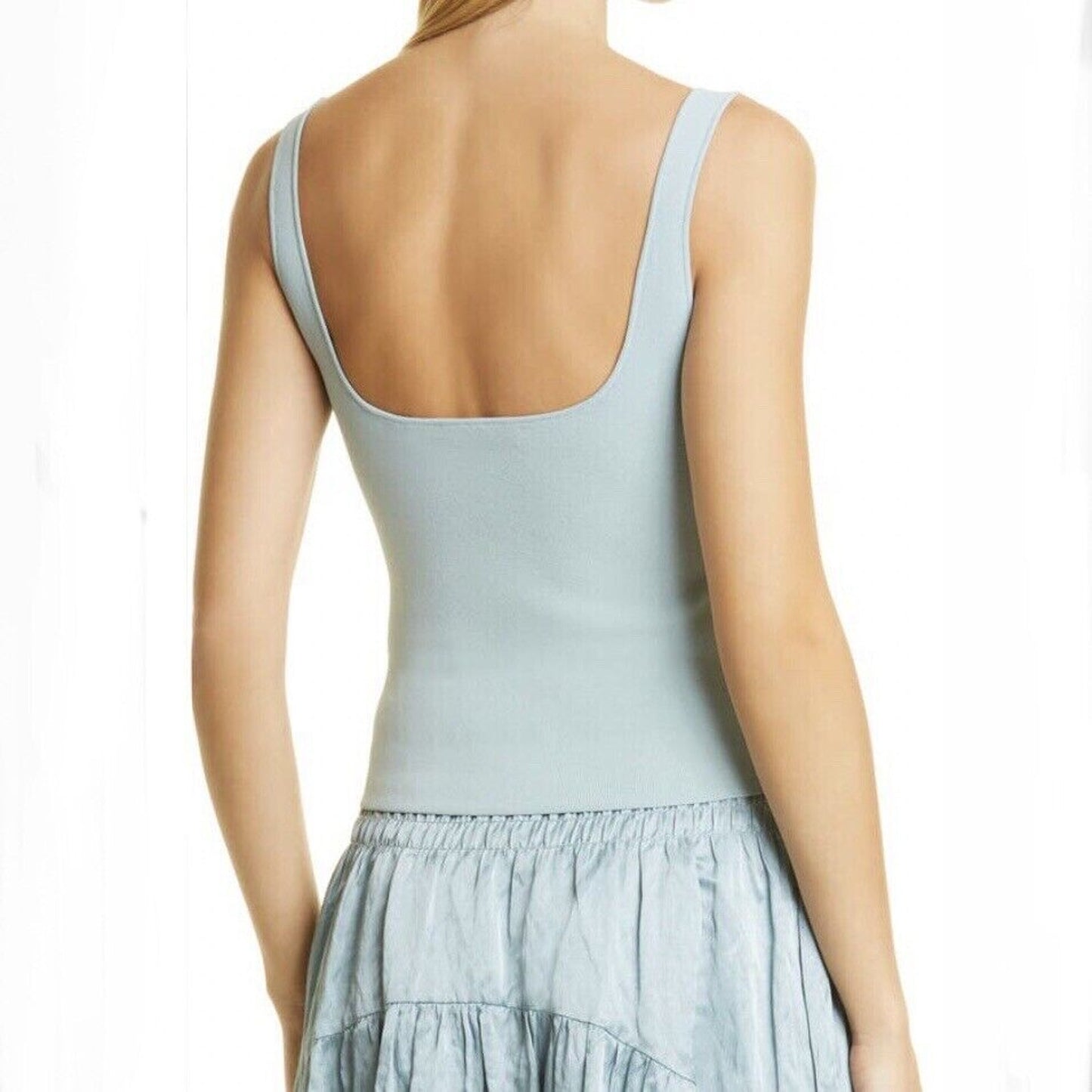 NWT Vince Square Neck Tank Top Stretch in Light Blue - Size XL
