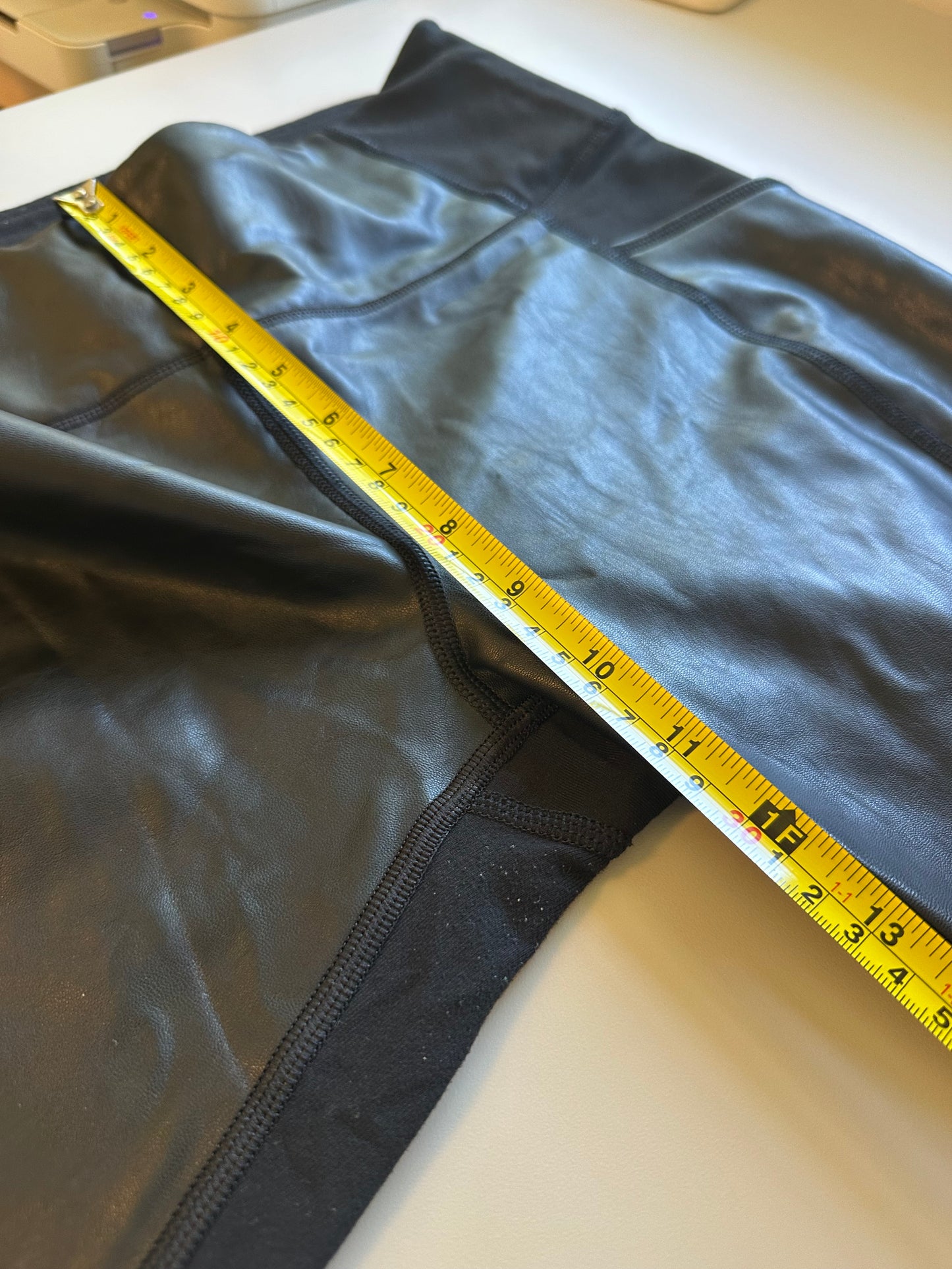 Athleta Black Faux Leather Leggings with Pockets | Size Medium