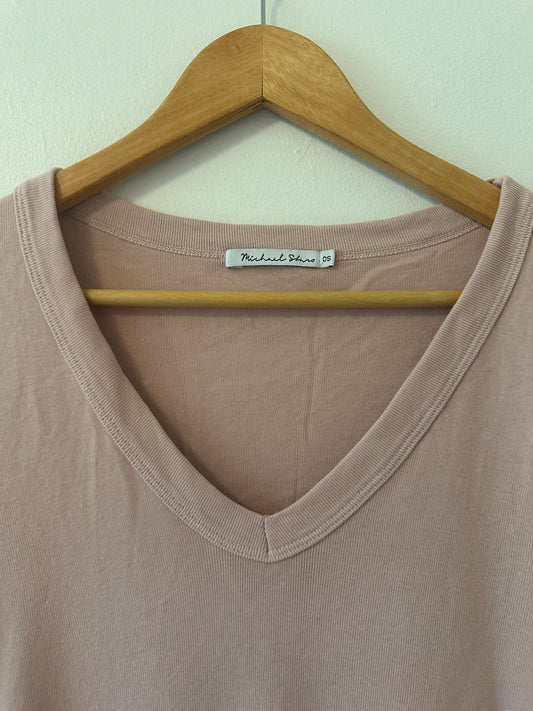 Michael Stars Pale Pink V-Neck Long Sleeve Top