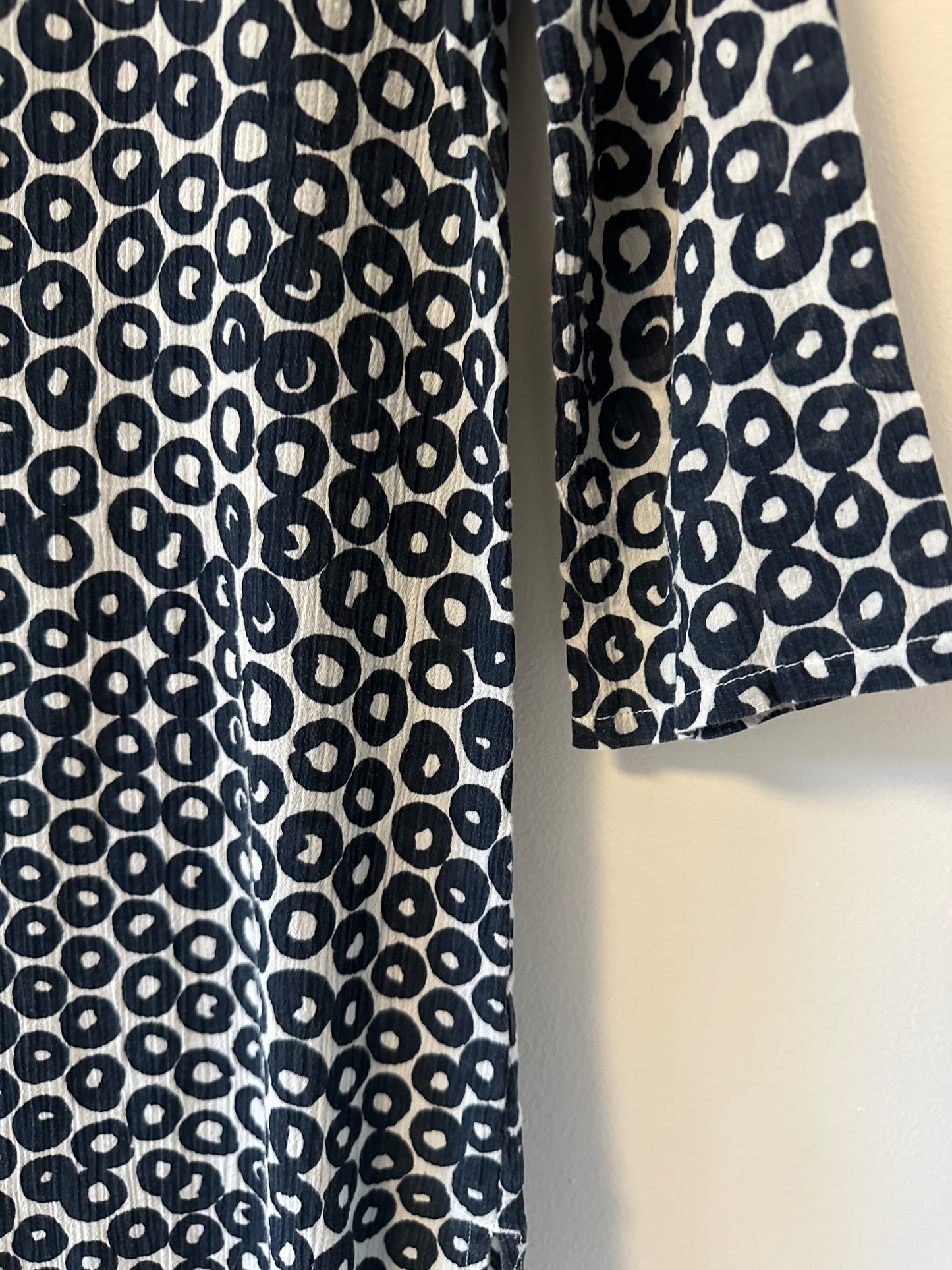 J. Crew - Navy and White Geometric Pattern Tunic Top | Size XXS Petite